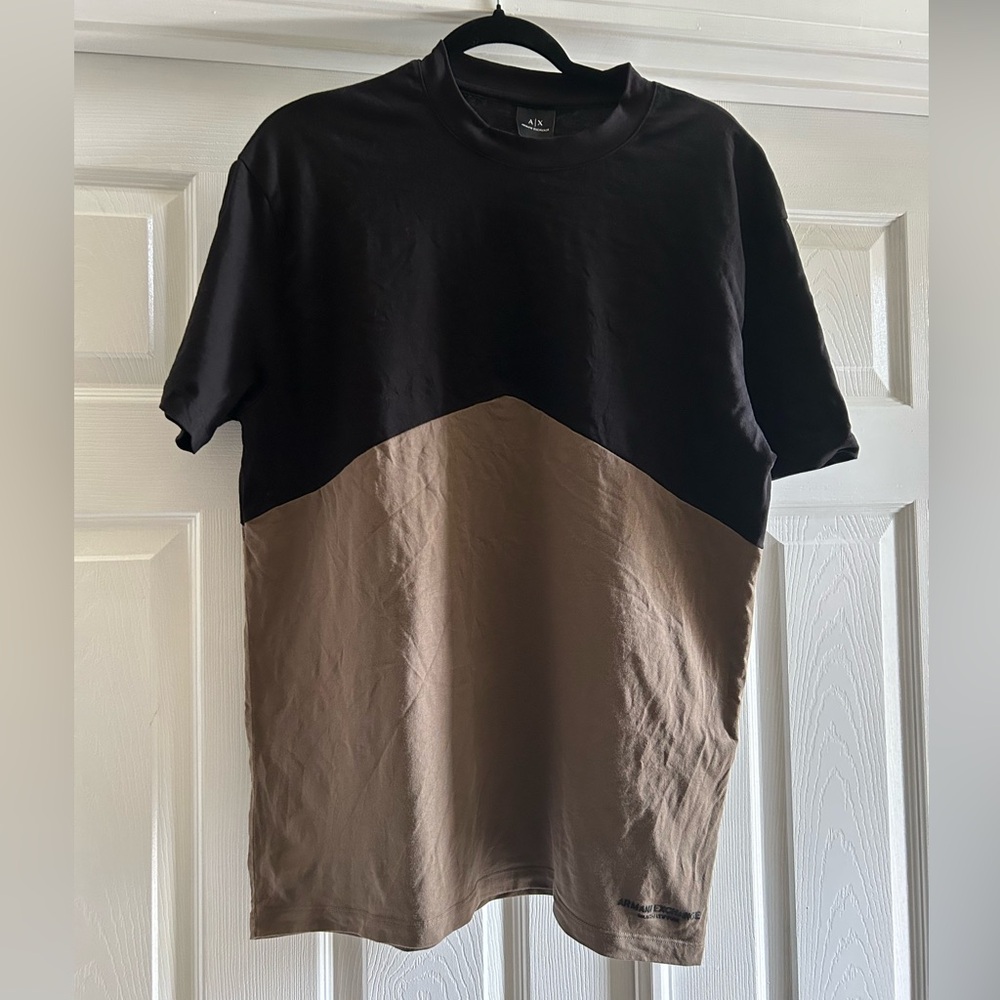 Armani Exchange Black and Brown Short Sleeve Tee